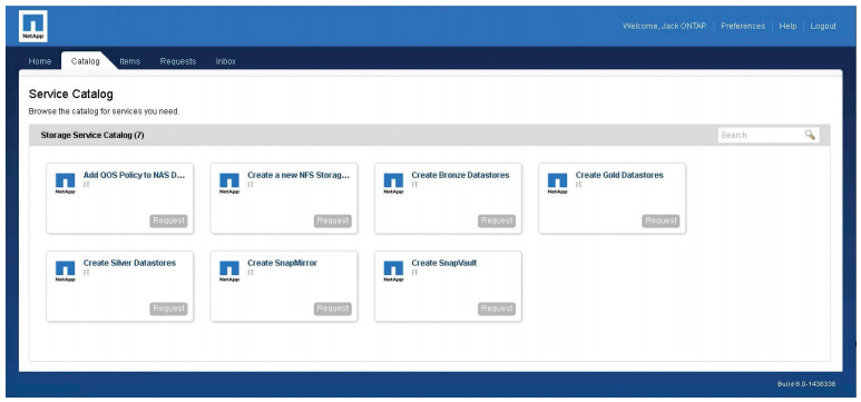 Using VMware vCAC and the NetApp Storage Service Catalog to manage SDS.